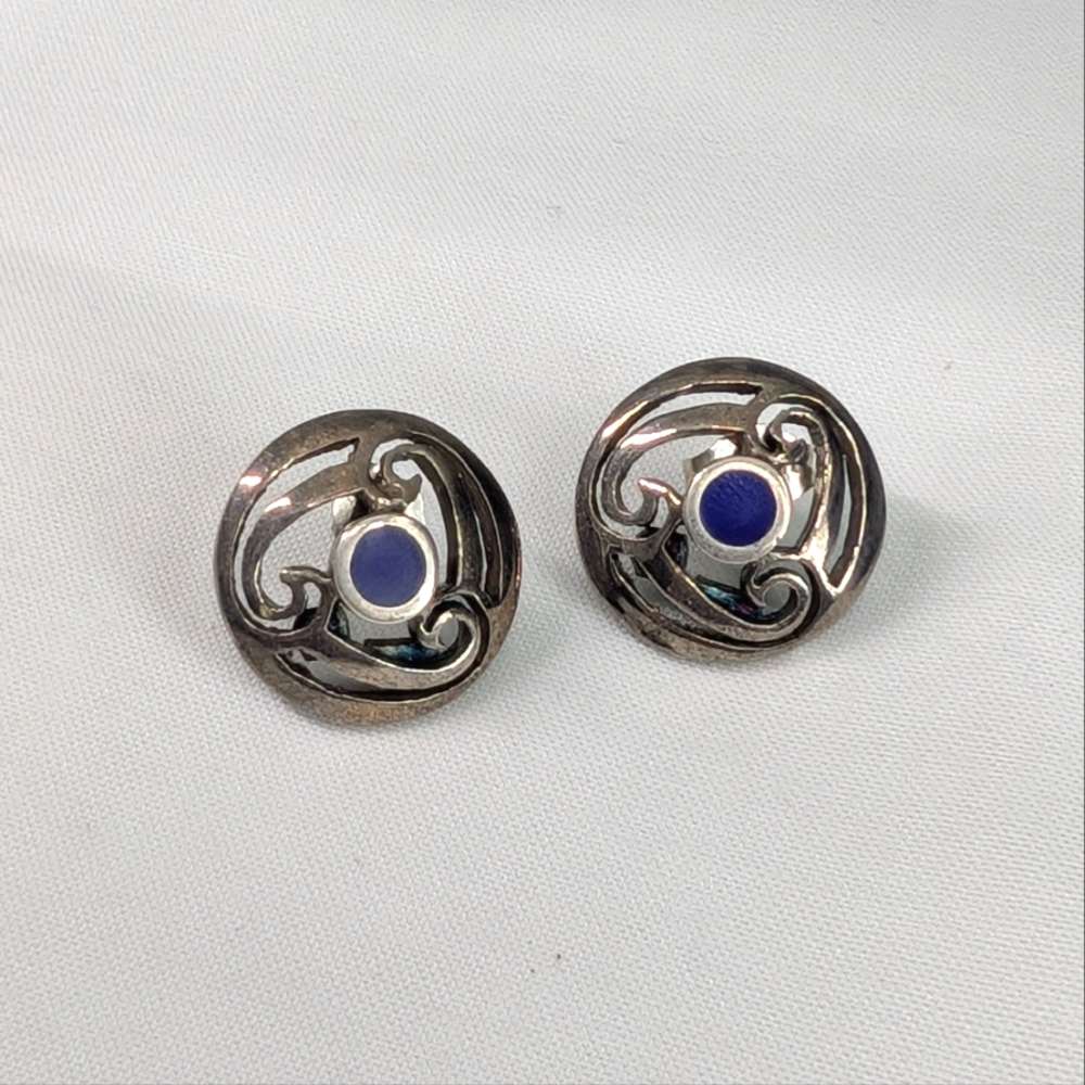 1970s Sterling Southwest Earrings - Vintage Everyday 925 Silver Jewelry - Picture 7 of 9